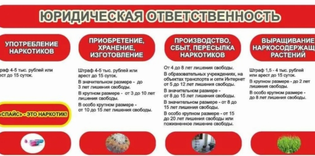 Юридическая ответственность за употребление, приобретение, хранение, изготовление , сбыт наркотиков.